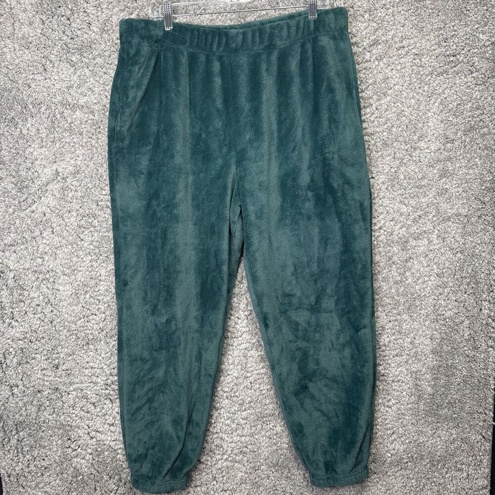 Berkshire Homewear Women’s Plush Lounge Pants Large Jogger Pajama Green Soft